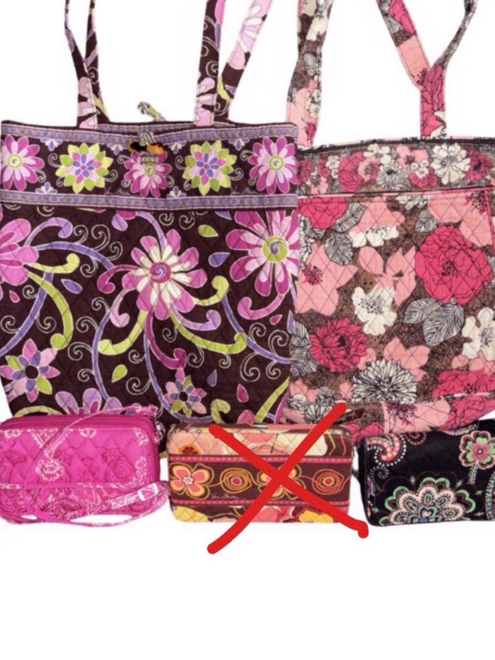 Vera Bradley Bundle 2 Bags & 2 Wallets Lot of 4 Items